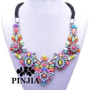 Statement Acrylic Stones Crystal Fashion Costume Jewelry Flower Beaded Necklace