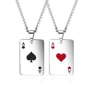 Stainless Steel Playing Card Pendant Necklace