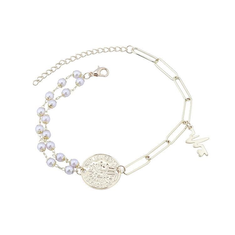 European and American Fashion French Retro Roman Head Pearl Anklet Personality Girly Beach Footwear