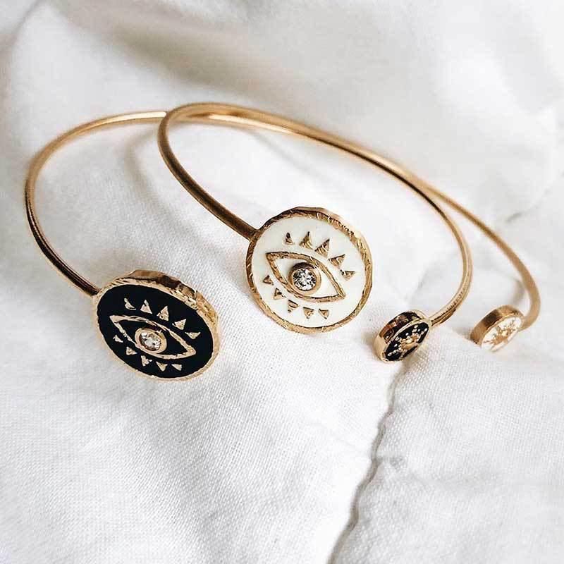 New Gold-Plated Devil Eye Bracelet with Stylish Open - Painted Oil Bracelet