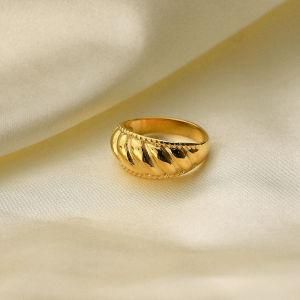 Trendy Jewelry Edging Croissant Ring Titanium Steel Metal Ring 18K Stainless Steel Ring for Women