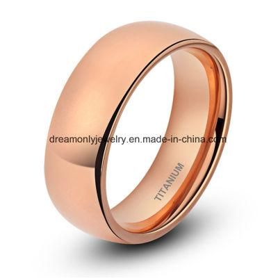 High Polished Rose Gold Plated Titanium Ring for Men