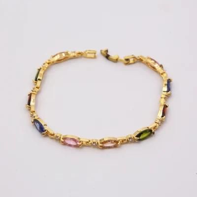 Fashion Customized Color Stones 18K Gold Jewelry Charms Bracelet