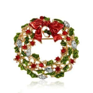 New Arrival Christmas Rhinestone Brooches for Women Cute Style Multicolor Bow-Knot Wreath Brooch Pins for Girls Fashion Jewelry