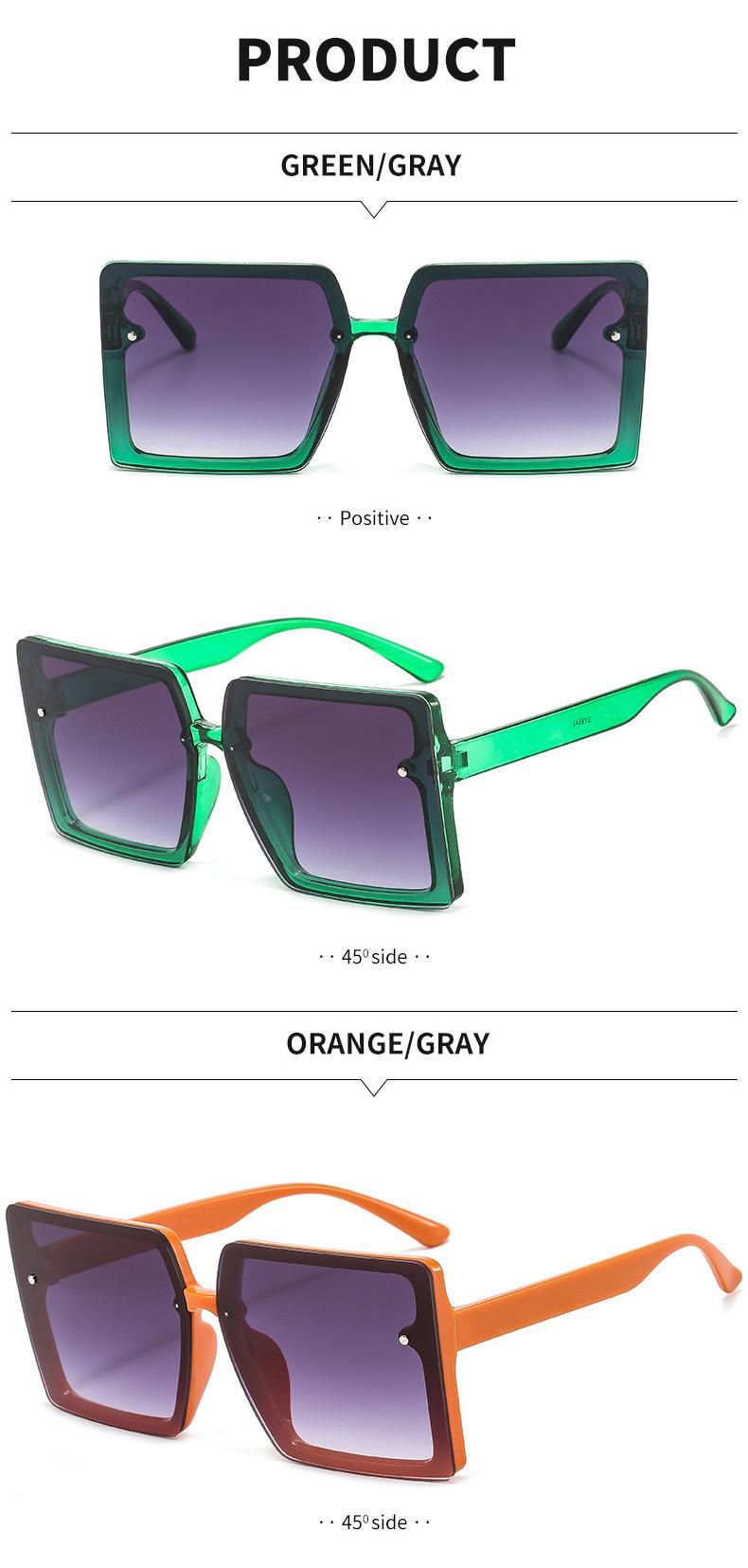 2022 Newest Women Shades Oversized Brand Sun Glasses Fashion UV400 Trendy Square Brand Sunglasses Custom Logo Women Sun Gasses