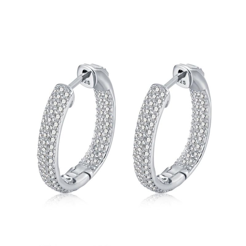925 Sterling Silver CZ Pave Ear Cuffs Small Hoop Earrings for Women Cubic Zirconia Huggie Non Piercing Earrings