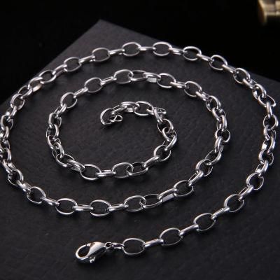 Fashion Accessories Stainless Steel Jewelry Oval Belcher Cable Necklace Chain