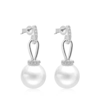 New Style Women Pearl Drop Copper Earring with Cubic Zicron