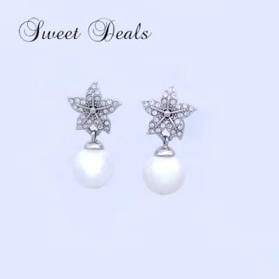 Fashion Star Full Set Zircon Pearl Earrings Jewelry