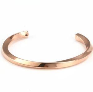 Custom Logo Jewelry Wholesale Stainless Steel Twist Mens Silver Cuff Bracelet Blank Viking Bracelet