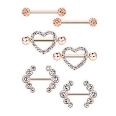316L Surgical Steel Nipple Ring Piercing Jewelry Set (3pairs)