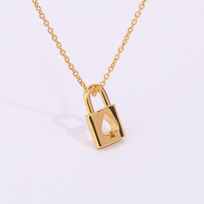 Heart Locket Lock Pendant with Chain in Brass Material with 18K Gold Plated