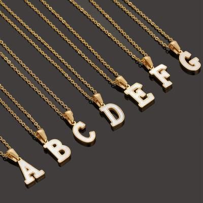 Gold Letter Script Name Necklace Monogram Alphabet 26 Capital Stainless Steel Initial Letters Necklace