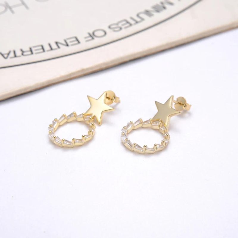 Top Sale Solid Fancy CZ 925 Sterling Silver Drop Earring
