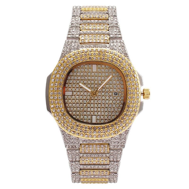 Fashion Star Full Diamonds Calendar Men Women Quartz Hip Hop Iced out Jewelry Ring Jewellery Watch