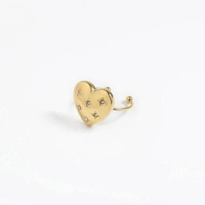Manufacturer Custom 2022 New Arrival Women Shiny Fashion Jewelry 18K Gold Plated Heart Shape Diamond Ring Adjustable Rings Jewelry