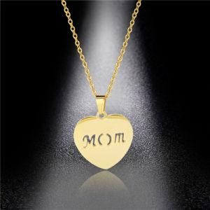 Word Meaning Best Wish Mom Necklace Minimalism Jewelry 18K Gold Plated Stainless Steel Mom Mama Necklace