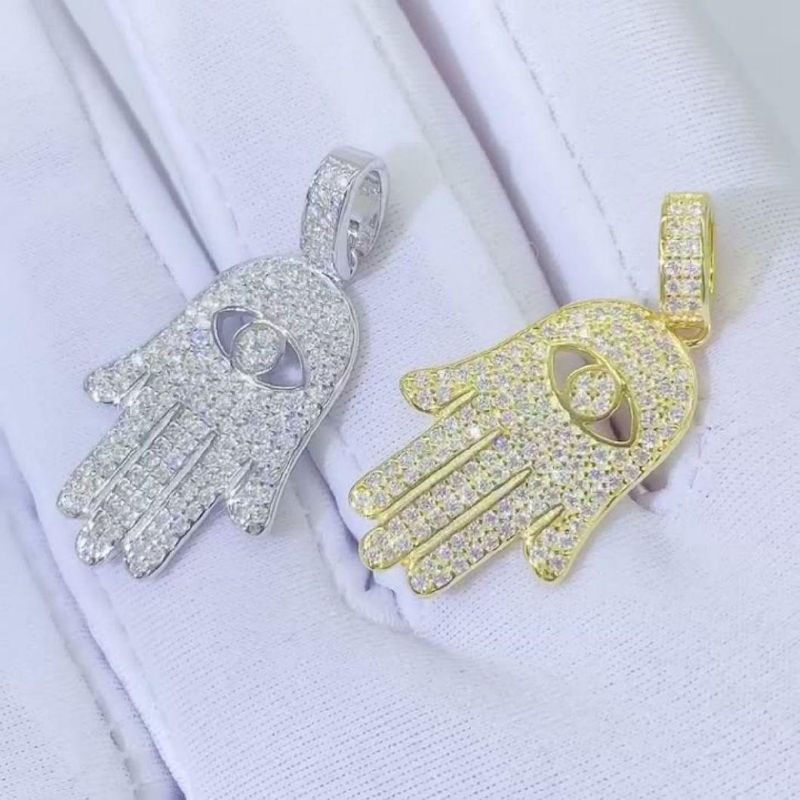925 Sterling Silver Vvs Moissanite Diamond Eye of Evil Pendant Icy Luxury Hip Hop Bling Necklaces Fashion Jewelry