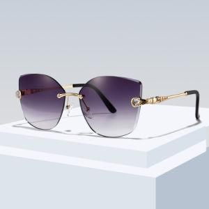 Wholesale Supplier Oval UV400 Unisex Rimless Shaded Sunglasses