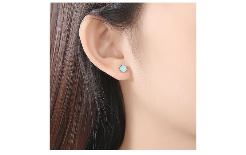 Popular Jewelry Silver Earring Ear Stud with Verdant Stone