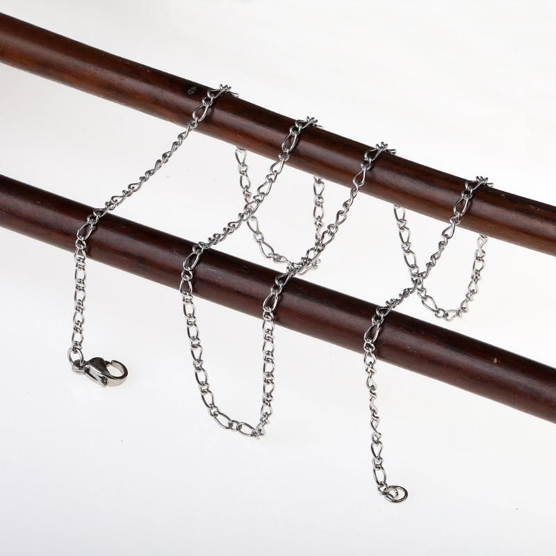 Wholesale Stainless Steel Necklace Figaro Curb Chain Long and Short 1: 1
