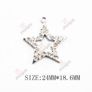 Clear Crystals Silver Metal Star Charm (MPE)