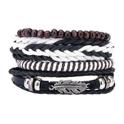 Women Leather Bracelet Stainless Steel Fashion Jewelry for Men