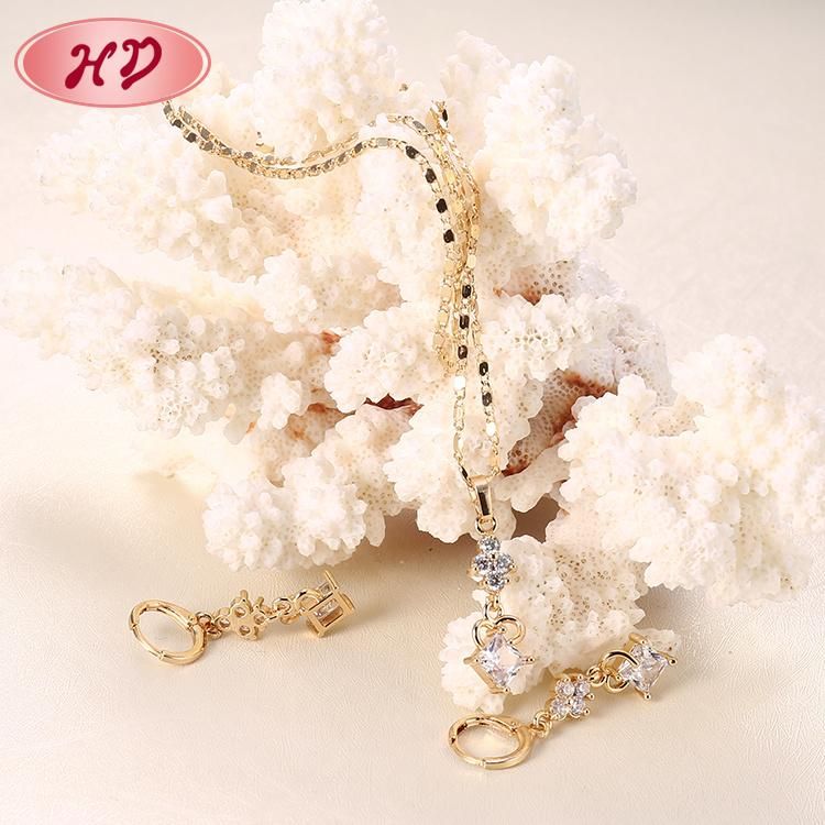 Wholesale Costume 18K Gold Plated Jewelry Sets with CZ Crystal