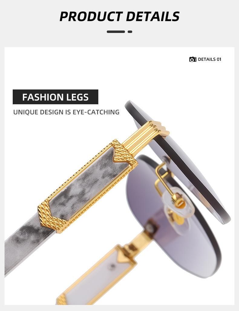 Rimless Sun Glasses Oval Eyewear Man Women Sunglasses Metal High Quality Sunglasses