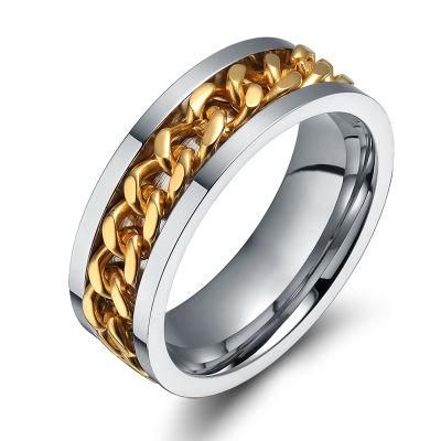 Male Men Fashion Design Cheap Wholesale Finger Gold Chain Ring