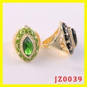 Gold Plated 8x10mm Multicolored and Clear CZ Jewelry Ring (JZ0039)