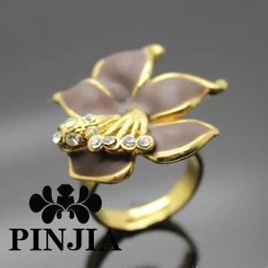 Brown Element Flower Cocktail Fashion Ring