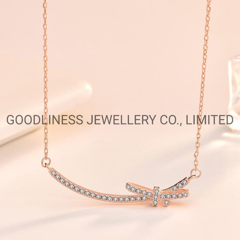 Initial Rose Gold Plated Crystal Layered Pendant Necklace for Women