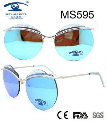 Fashion Design New Round Shape Women Metal Sunglasses (MS595)