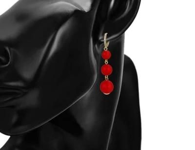 Jewelry New Design Simple and Fashionable Festive Red Beads Wedding Banquet Essential Earrings