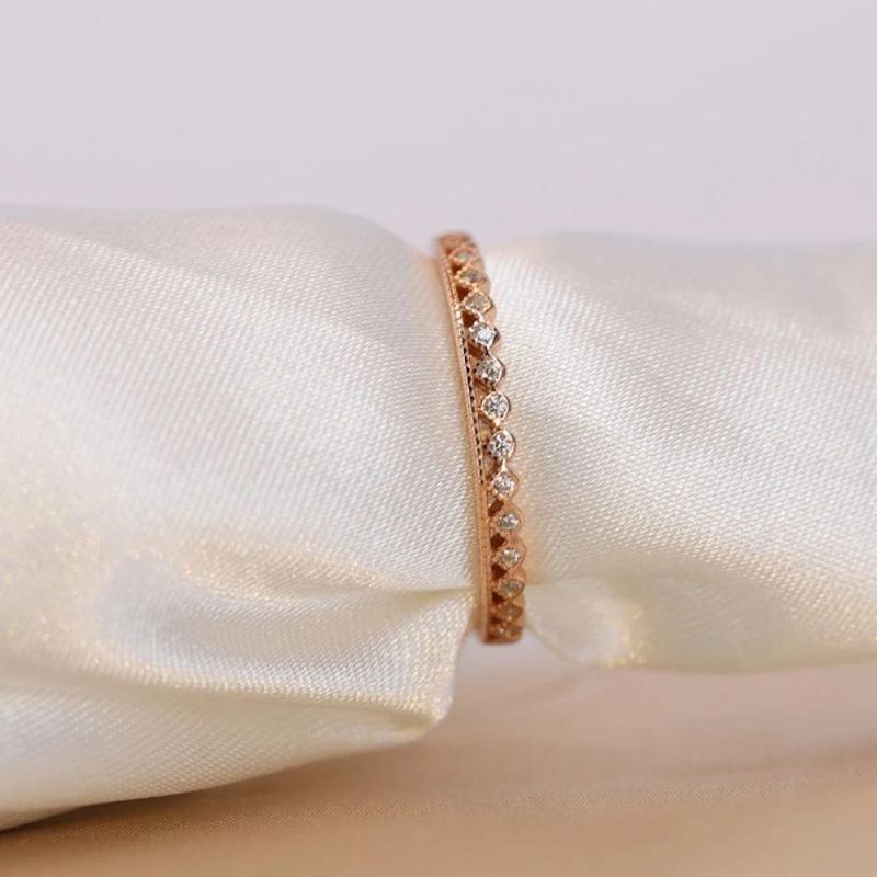 925 Sterling Silver Rings Rose Gold Plated Round Small Zircon Ring Women Vintage Wedding Jewelry