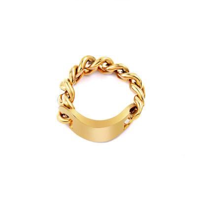 Gold Fashion Stainless Steel Womens Finger Ring Gold Plated Lady Rings with Custom Logo