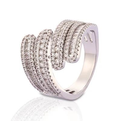 Fashion Women Silver Stainless Steel Rhodium Plated Engagement Wedding Finger Rings Jewelry Design