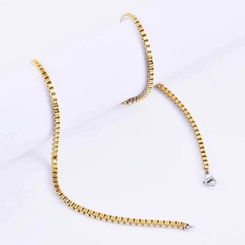 Factory Supplier Gold Plated 316 Stainless Steel Box Chain Anklet Bracelet Necklace for Fashion Jewelry