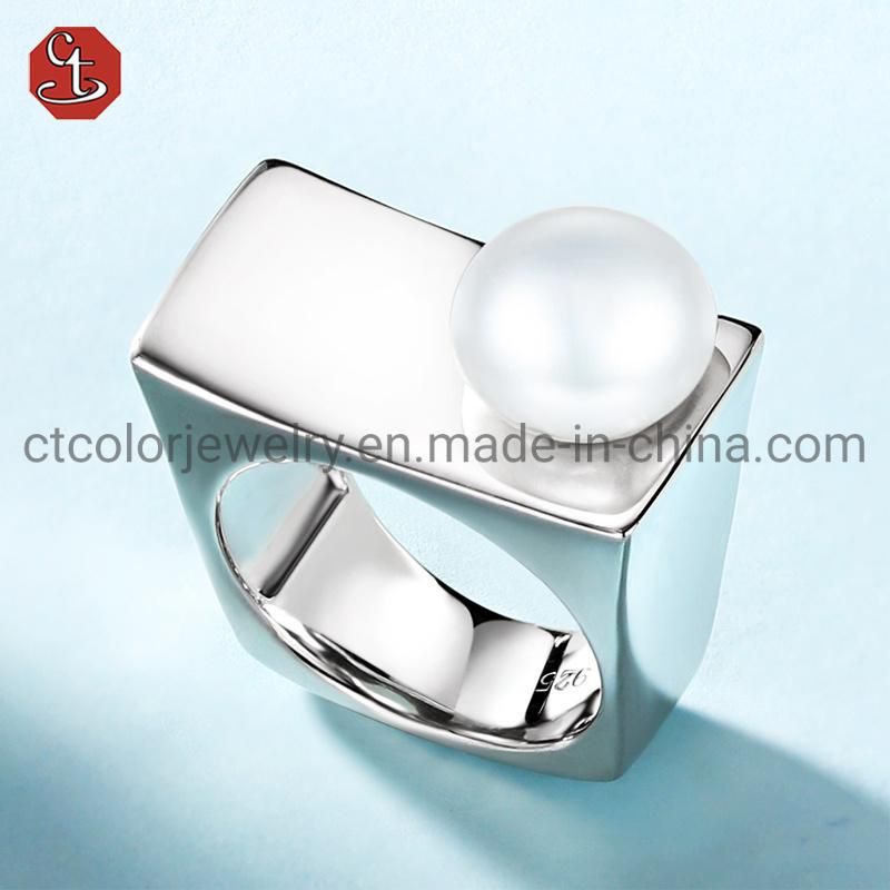 High Quality Wholesale Fashion Jewelry 925 Sterling Silver Jewellery Fresh Water Pearl Rings Fine Jewelry