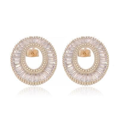 Luxury CZ Women&prime;s 14K Gold Plated Jewelry Earrings