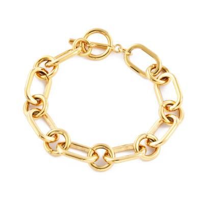 Fashion Jewellery Hip-Hop Stainless Steel Gold Plated Titanium Steel Link Chain Bracelet Jewelry for Men