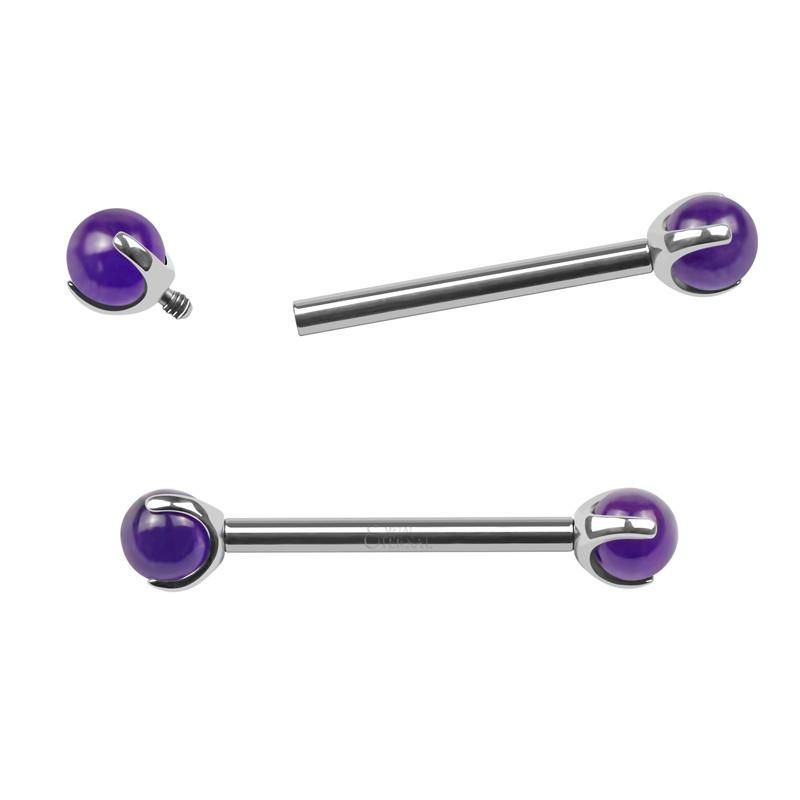 Eternal Metal ASTM F136 Titanium Amethyst Stone Internal Threaded Nipple Ring Piercing Jewelry