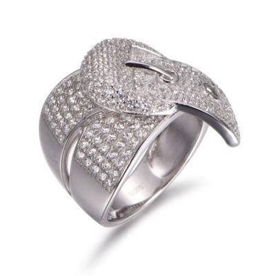 Creative Belt Design 925 Sterling Silver with Fancy CZ Ring