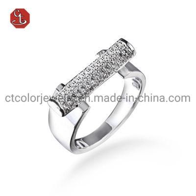 Fashion AAA+ Cubic Zircon 925 Sterling Silver Jewelry Ring Customized Design for Wholesale