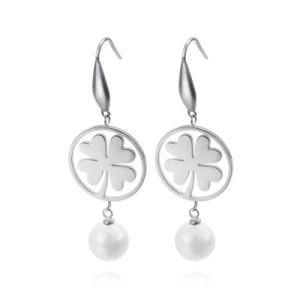 Heart-Shaped Leaf Combination Four-Leaf Clover Gold-Plated Stainless Steel Earrings Drop