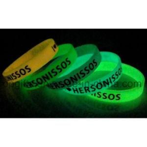Promotional Gift Glow in Dark Printed Deboss, Emboss Silicon/Silicone Wristband Hand Bracelet
