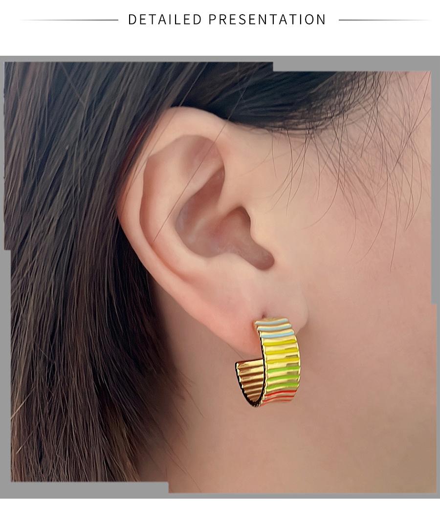 Stainless Steel Plated 18K Gold Leisure Spiral Pattern Women′ S Three-Dimensional Enamel Earrings