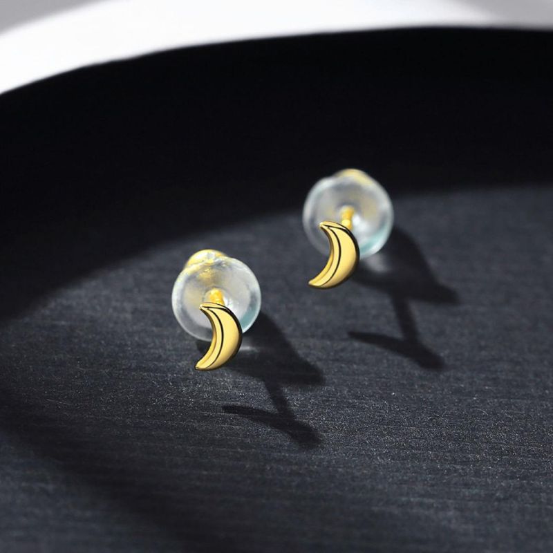 Sterling Silver Earrings Moon Style Jewelry Studs