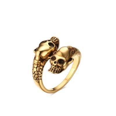 Stainless Steel Jewelry Wholesale Men&prime;s Rings Open-Ended Skull Rings